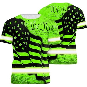 HiVis Custom Hi Vis Shirt Reflective America Flag Patriotic Safety Workwear Breathable, M