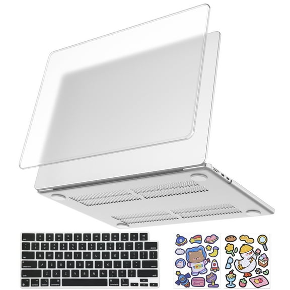 Hianjoo Case Compatible with MacBook Air M2 13.6 inch A2681 Touch ID, Hard Shell Case + Keyboard Covers + 2 DIY Stickers, Crystal Clear