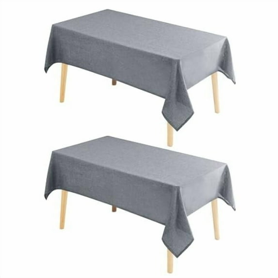 Hiasan 2 Pack Faux Linen Rectangle Tablecloth - Wrinkle and Stain Resistant Washable Table Cloth for Kitchen Dining Room Holiday Table Cover for Party Dinner, Grey, 60 x 102 Inch