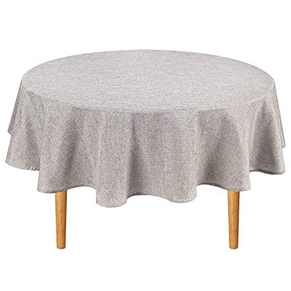 Hiasan 60 Inch Linen Round Table Cloth - Wrinkle and Stain Resistant Washable Polyester Fabric Table Cloth for Dining Room Kitchen Party, Stone