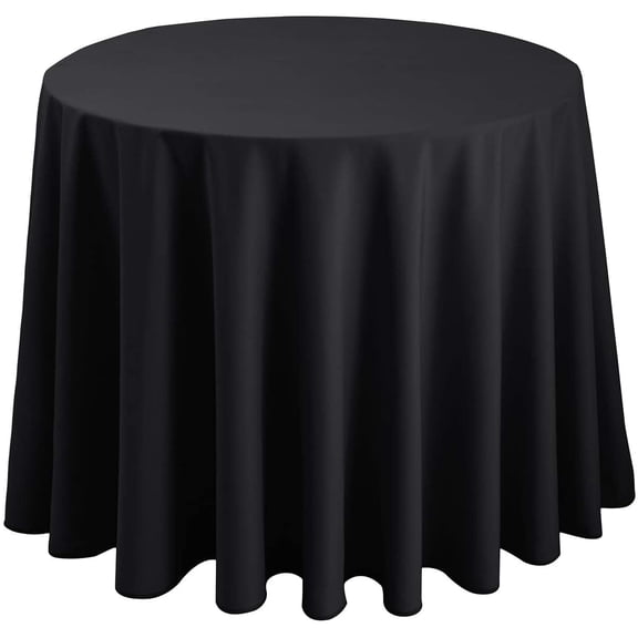 Hiasan Black Round Tablecloth 108 Inch - Waterproof Stain Resistant Spillproof Polyester Fabric Table Cloth for Dining Room Kitchen Party