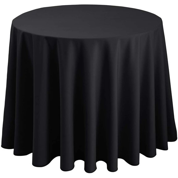 Hiasan Black Round Tablecloth 120 Inch - Waterproof Stain and Wrinkle Resistant Polyester Fabric Table Cloth for Dining Room Kitchen Party Outdoor Picnic