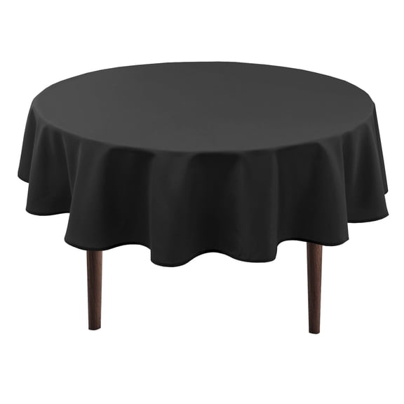 Hiasan Black Round Tablecloth 60 Inch - Outdoor Tablecloth Waterproof Stain and Wrinkle Resistant Polyester Fabric Table Cloth for Dining Room Kitchen Party Outdoor Picnic
