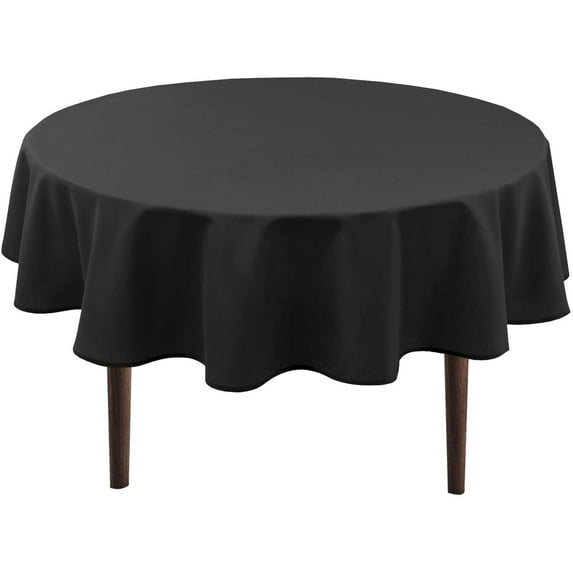 Hiasan Black Round Tablecloth 70 Inch - Waterproof Stain Resistant Spillproof Fabric Washable Table Cloth for Dining Room Kitchen Party