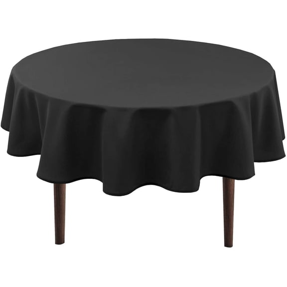 Hiasan Black Round Tablecloth 90 Inch - Waterproof Stain Resistant Spillproof Polyester Fabric Table Cloth for Dining Room Kitchen Party