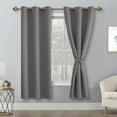 thumbnail image 1 of Hiasan Blackout Curtains for Bedroom, 52 x 63 Inches Length - Thermal Insulated & Light Blocking Window Curtains for Living Room, 2 Drape Panels Sewn with Tiebacks, Light Grey, 1 of 12