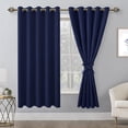 thumbnail image 1 of Hiasan Blackout Curtains for Bedroom, 60 x 63 Inches Length - Thermal Insulated & Light Blocking Window Curtains for Living Room, 2 Drape Panels Sewn with Tiebacks, Navy Blue, 1 of 12