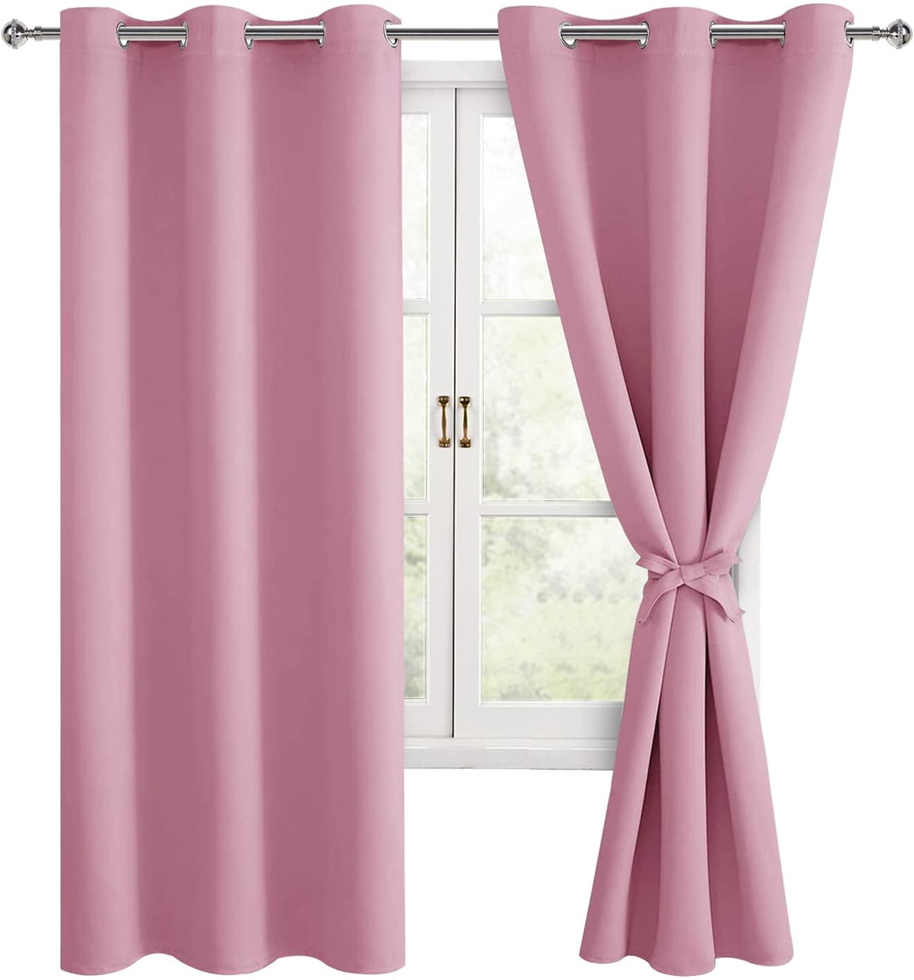 Sun Zero Soho 2-Pack Blackout Curtain Panels - 54" X 108", Blush Pink, Energy Efficient & Noise Reducing