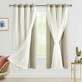 thumbnail image 1 of Hiasan Blackout Curtains with Sheer Overlay, Grommet Thermal Insulated Privacy Mix and Match Double Layer Window Curtains for Bedroom, Living Room, 2 Drape Panels Swen with Tiebacks, Taupe, 52W X 63L, 1 of 7