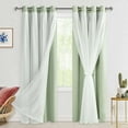 thumbnail image 1 of Hiasan Blackout Curtains with Sheer Overlay, Thermal Insulated Mix & Match Double Layer Room Darkening Curtains for Bedroom, Living Room, Nursery, 2 Window Panels with Tiebacks, Seafoam, 52W X 84L, 1 of 7