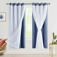 thumbnail image 1 of Hiasan Blackout Curtains with Sheer Overlay, Thermal Insulated Privacy Double Layer Mix & Match Window Curtains for Girls Bedroom, Living Room, 2 Drape Panels with Tiebacks, Dust Blue, 52W X 63L, 1 of 7