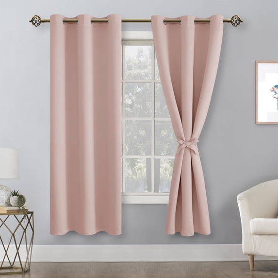 Hiasan Valentine's Day Blackout Curtains for Bedroom - Thermal Insulated & Energy Saving Window Curtains for Living Room, 2 Drape Panels Sewn with Tiebacks, Blush Pink, 42 x 63 Inch