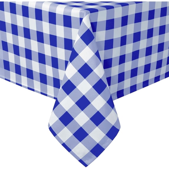 Hiasan Buffalo Plaid Tablecloth Rectangle, 60 x 60 Inches - Waterproof & Washable Polyester Fabric Checkered Table Cover for Dining, Outdoor Picnic and Party , Royal Blue and White