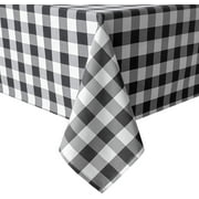 Hiasan Buffalo Plaid Tablecloth Rectangle, 60 x 84 Inches - Waterproof & Washable Polyester Fabric Checkered Table Cover for Dining, Outdoor Picnic and Party (Black and White)