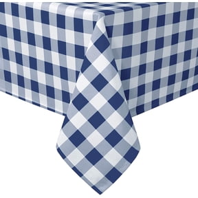 Hiasan Buffalo Plaid Tablecloth Rectangle, 60 x 84 Inches - Waterproof & Washable Polyester Fabric Checkered Table Cover for Dining, Outdoor Picnic and Party (Navy Blue and White)