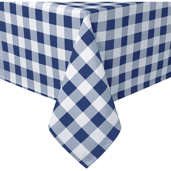 Hiasan Buffalo Plaid Tablecloth Square, 54 x 54 Inches - Waterproof & Washable Polyester Fabric Checkered Table Cover for Dining, Outdoor Picnic and Party (Navy Blue and White)