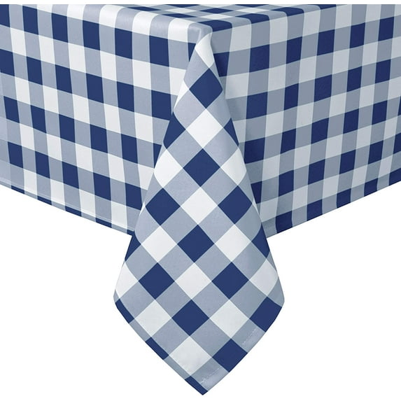 Hiasan Buffalo Plaid Tablecloth Square, 54 x 54 Inches - Waterproof & Washable Polyester Fabric Checkered Table Cover for Dining, Outdoor Picnic and Party (Navy Blue and White)