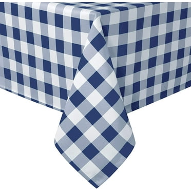 Hiasan Buffalo Plaid Tablecloth Square, 60 x 60 Inches - Waterproof & Washable Polyester Fabric Checkered Table Cover for Dining, Outdoor Picnic and Party (Navy Blue and White)