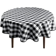 Hiasan Checkered Round Tablecloth 60 Inch - Waterproof Stain and Wrinkle Resistant Washable Fabric Table Cloth for Dining Room Party Outdoor Picnic, Black and White