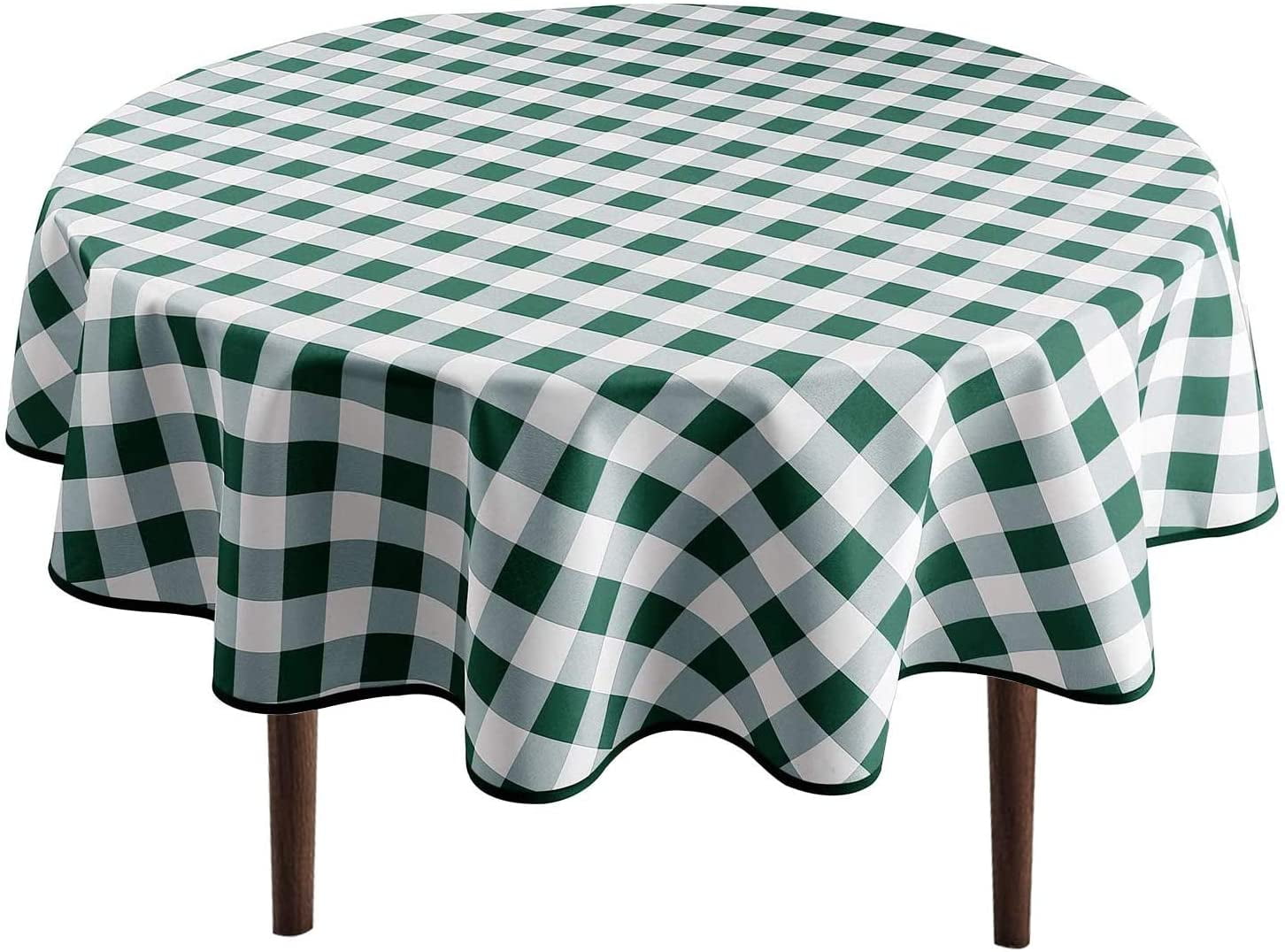 Hiasan Checkered Tablecloth - 60x60 Inch, Sage Green & White Gingham, Waterproof & Stain Resistant