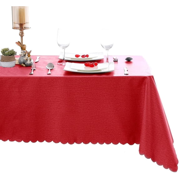 Hiasan PVC Rectangle Tablecloth - 100% Waterproof Oilproof Stain Resistant Wipeable Vinyl Table Cloth for Kitchen Dining and Outdoor Picnic, 54 x 80 Inch, Red