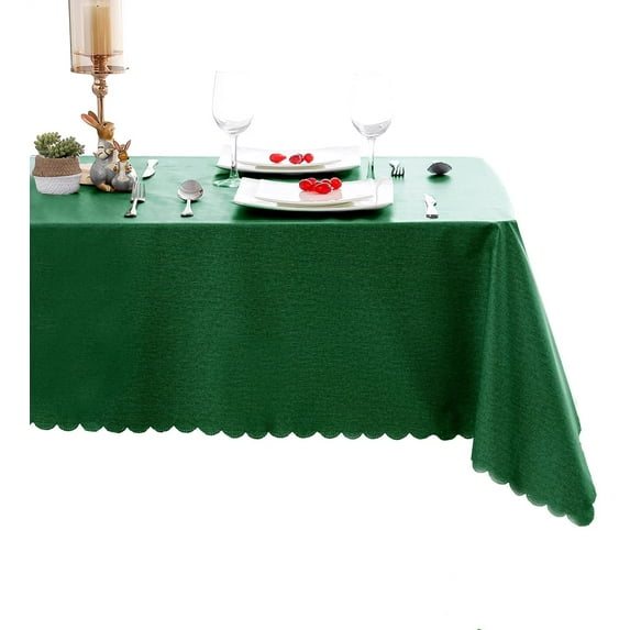 Hiasan Christmas PVC Rectangle Tablecloth - 100% Waterproof Oilproof Stain Resistant Wipeable Vinyl Table Cloth for Kitchen Dining and Outdoor Picnic, 54 x 80 Inch, Green