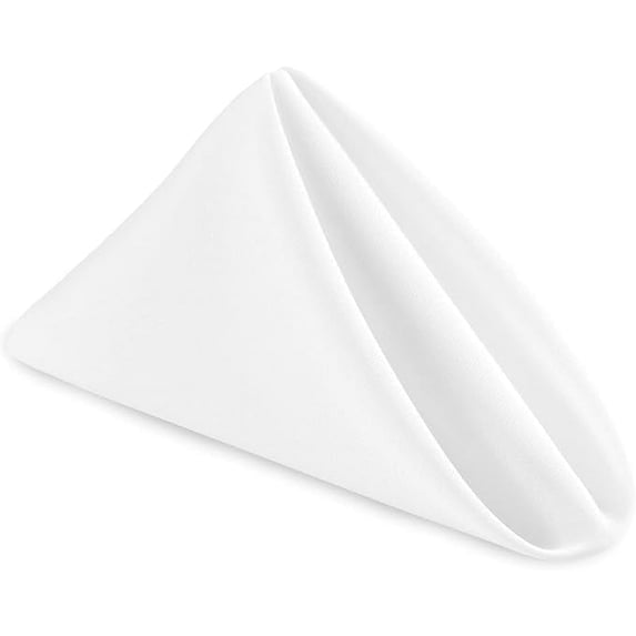 Hiasan Cloth Dinner Napkin Set of 6, 18 x 18 inch, Soft Reusable Absorbent Napkins for Wedding, Banquet, Restaurant, Hotel and Home, Polyester Blend, White