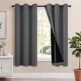 thumbnail image 1 of Hiasan 100% Blackout Curtains with Tiebacks, Room Darkening Privacy Grommet Top Window Curtains for Bedroom & Living Room, Dark Grey, 42"W x 63"L, Set of 2, 1 of 10
