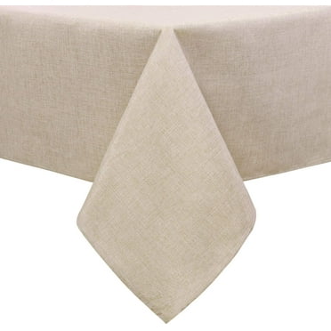 Hiasan Faux Linen Rectangle Tablecloth - Wrinkle and Stain Resistant Washable Table Cloth for Kitchen Dining Room Holiday Table Cover for Party Dinner, Beige, 54 x 80 Inch