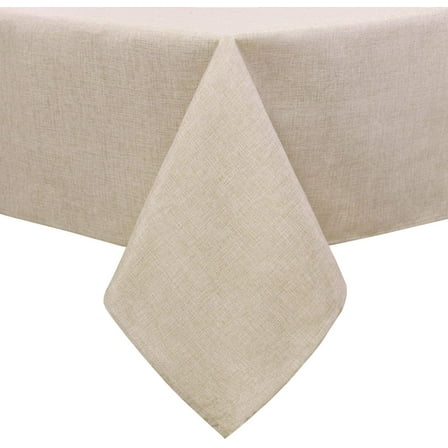 Hiasan Faux Linen Rectangle Tablecloth - Wrinkle and Stain Resistant Washable Tale Cloth for Kitchen Dining Room Holiday Table Cover for Party Dinner, Beige, 60 x 84 Inch