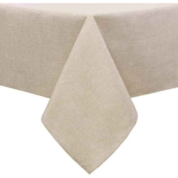 Hiasan Faux Linen Rectangle Tablecloth - Wrinkle and Stain Resistant Washable Tale Cloth for Kitchen Dining Room Holiday Table Cover for Party Dinner, Beige, 60 x 84 Inch