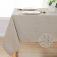 thumbnail image 1 of Hiasan Faux Linen Tablecloth, Soft Polyester Table Cover for Rectangle Table, Spill-proof Wrinkle Resistant Decorative Fabric Farmhouse Table Cloth for Parties, Picnic, Dinner(52x70 inch, Stone), 1 of 7