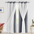 thumbnail image 1 of Hiasan Grey Blackout Curtains with Sheer Overlay, Grommet Thermal Insulated Privacy Mix & Match Double Layer Room Darkneing Curtains for Bedroom, Living Room, 2 Window Panels with Tiebacks, 38W X 84L, 1 of 7