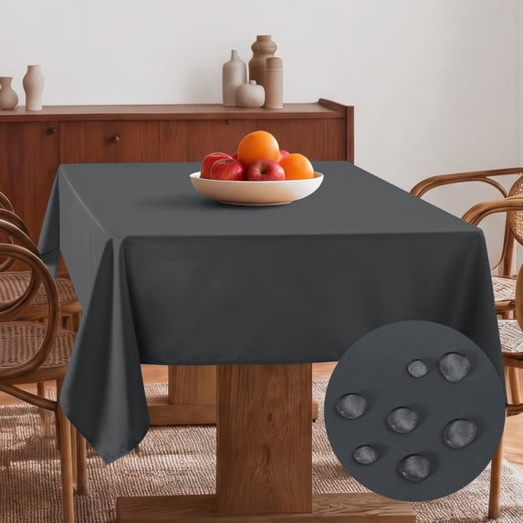 Hiasan Grey Rectangle Tablecloth - Waterproof Wrinkle Resistant and Spillproof Washable Fabric Table Cloth for Dining Room Kitchen, 60 x 120 Inch