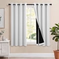 thumbnail image 1 of Hiasan 100% Blackout Curtains with Tiebacks, Room Darkening Privacy Grommet Top Window Curtains for Bedroom & Living Room, Greyish White, 52"W x 45"L, Set of 2, 1 of 10