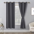 thumbnail image 1 of Hiasan Blackout Curtains for Bedroom Sewn with Tiebacks, Thermal Insulated Grommet Room Darkening Window Curtains for Living Room, 42 x 63 Inches, Dark Grey, Set of 2 Drapes, 1 of 12