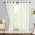 thumbnail image 1 of Hiasan Ivory Sheer Curtains with Tiebacks-Light Filtering Contemporary Window Drapes for Living Room, Bedroom, Grommet, 52" x 84", Set of 2, 1 of 10