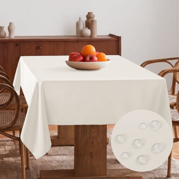 Hiasan Ivory Tablecloth Square - Waterproof and Spillproof Washable Fabric Table Cloth for Card Tables, 54 x 54 Inch