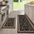 thumbnail image 1 of Hiasan Kitchen Mats Set of 2, 17"x30" + 17"x47", Non Slip Kitchen Rugs, Anti Fatigue, Grease Resistant Easy Clean, Vintage Black Medallion Pattern for Stove Front of Sink Laundry Room, 1 of 7