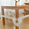 thumbnail image 1 of Hiasan Lace Clear Plastic Tablecloth, PVC Tablecloth,100% Waterproof & Oil-Proof, Easy Wipe Clean, Transparent Table Cover for Dining, Picnic, Outdoor, Wood Furniture Protection, 54"x80", 1 of 7