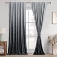 thumbnail image 1 of Hiasan Ombre Blackout Curtains for Living Room - Back Tab & Rod Pocket Elegant Damask Design Thermal Insulted Window Drapes with Tiebacks Light Blocking Curtains, 2 Panels, W52 x L102, Black, 1 of 7