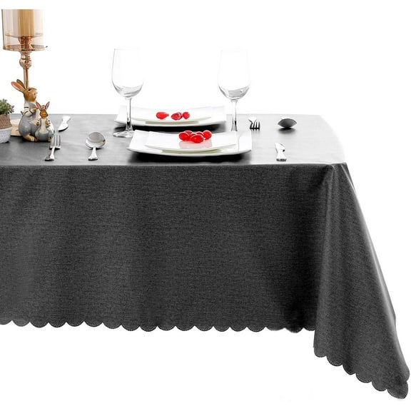 Hiasan PVC Rectangle Tablecloth - 100% Waterproof Oilproof Stain Resistant Wipeable Vinyl Table Cloth for Kitchen Dining and Outdoor Picnic, 54 x 108 Inch, Black
