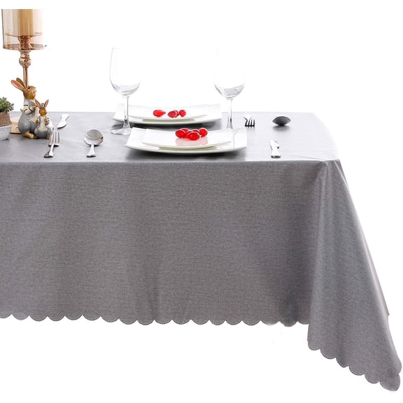 Hiasan PVC Rectangle Tablecloth - 100% Waterproof Oilproof Stain Resistant Wipeable Vinyl Table Cloth for Kitchen Dining and Outdoor Picnic, 54 x 80 Inch, Grey