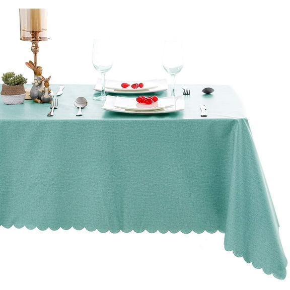 Hiasan PVC Rectangle Tablecloth - 100% Waterproof Oilproof Stain Resistant Wipeable Vinyl Table Cloth for Kitchen Dining and Outdoor Picnic, 54 x 80 Inch, Turquoise