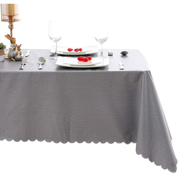 Hiasan PVC Square Tablecloth - 100% Waterproof Oilproof Stain Resistant Wipeable Vinyl Table Cloth for Kitchen Dining and Outdoor Picnic, 54 x 54 Inch, Grey