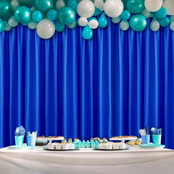 Clearance! Hiasan Backdrop for Party Decoration [2P], Prom Graduation, Rod Pocket High Density Polyester Photo Background, 5ft x 7ft, Neon Blue