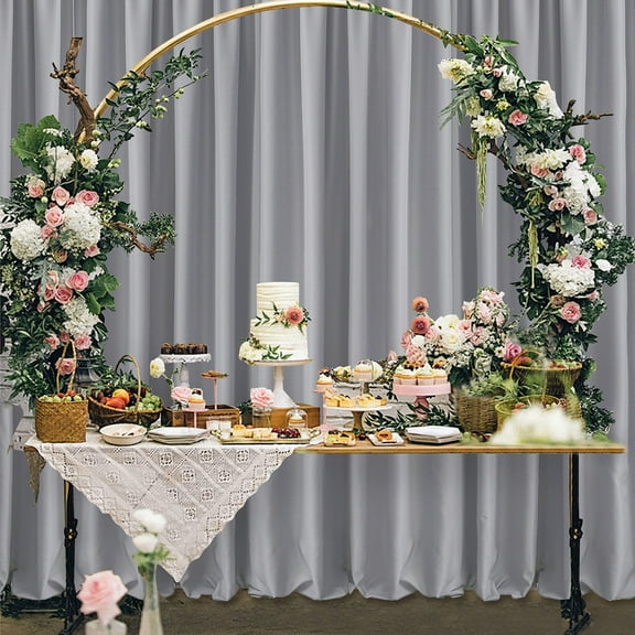 Hiasan Backdrop for Party Decoration [2P] , Prom Graduation, Rod Pocket High Density Polyester Photo Background, 5ft x 8ft, Silver Gray