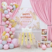 Clearance! Hiasan Backdrop for Party Decoration [2P], Prom Graduation, Rod Pocket High Density Polyester Photo Background, 5ft x 10ft, Pink