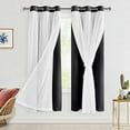 thumbnail image 1 of Hiasan Blackout Curtains with Sheer Overlay, Grommet Thermal Insulated Privacy Mix and Match Double Layer Window Curtains for Girls Bedroom, Living Room, 2 Drape Panels, Black, 42W X 63L, 1 of 7