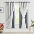 thumbnail image 1 of Hiasan Grey Blackout Curtains with Sheer Overlay, Grommet Thermal Insulated Privacy Mix and Match Double Layer Window Curtains for Girls Bedroom, Living Room, 2 Drape Panels with Tiebacks, 52W X 63L, 1 of 6